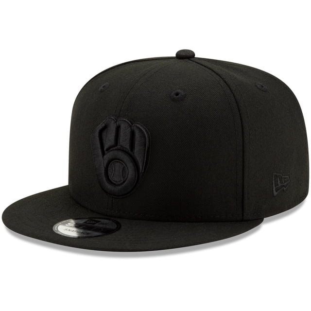 New Era MLB 9FIFTY Gorra ajustable con logo primario del equipo, color negro, talla única - Milwaukee Brewers Black