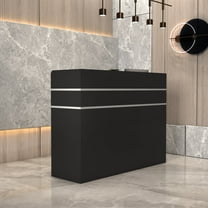 KULAGAGA Office Reception Station with Counter, Free-Standing Register Stand Reception Area with 3 Drawers, Black