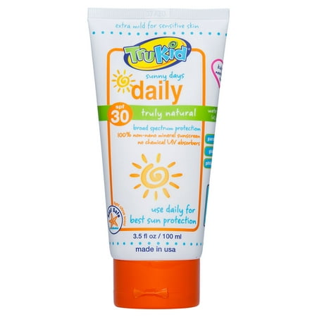 TruKid Sunny Days Daily Natural Sunscreen, SPF 30, 3.5 (Best All Day Sun Protection)