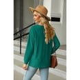 thumbnail image 3 of Anbech Vneck Women Solid Color Shirt Buttons Long Sleeve Blouse Casual Fashion Tops, 3 of 8