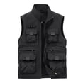 thumbnail image 5 of Men's Vest with Multi Pockets Breathable Lightweight Outdoor Cargo Vest Solid Color Stand Collar Jacket Men's Travel Sports Workout Vest, 5 of 6
