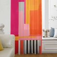thumbnail image 6 of Pink Orange Sheer Curtains 54 Inches Long, Geometric Modern Abstract Oil Painting Light Filering Curtains, Breathable Simi Curtain Privacy Drapes for Kitchen Bathroom Nursery Small Window Treatment, 6 of 9