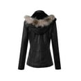 thumbnail image 6 of Jacenvly Winter Jackets Women Solid Leather Jacket Comfortable Warm Long Sleeve Outerwear Hoodlies Zip-Up Pocket Jacket New Style Long Tops, 6 of 9