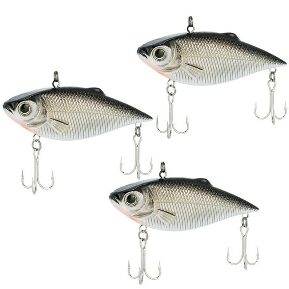 Dr.Fish 3 Pack Lipless Crankbait VIB Hard Bait Sinking Bass Lure Chrome Laser Painting 3D Eyes Rattle Balls Treble Hook Split Ring Tackle Box Freshwater Shad Perch Walleye Musky