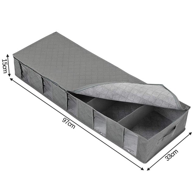 Organizador De Ropa Plegable Para Debajo De La Cama, Bolsa De Almacenamiento Con Divisores Ajustables, Con Asa Reforzada, Cierre De Cremallera, Ventana Transparente Advancent HA023467-00