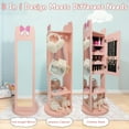thumbnail image 4 of Zimtown Kids Jewelry Cabinet for Girls, 360° Swivel 3-in-1 Freestanding Jewelry Organizer with Full Length Mirror, Pink, 4 of 11