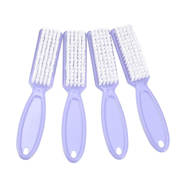 Limpiador de uñas de 4 piezas, cepillo de uñas, herramientas de limpieza de uñas, cepillo de manicura con mango de plástico, cepillos de pedicura, morado claro
