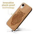 thumbnail image 3 of Case Yard Wooden Case Outside Soft TPU Silicone, Slim Fit Shockproof Wood Protective Phone Cover for Girls Boys Men and Women, Supports Wireless Charging Owl 3 Design case for iPhone-XR, 3 of 7