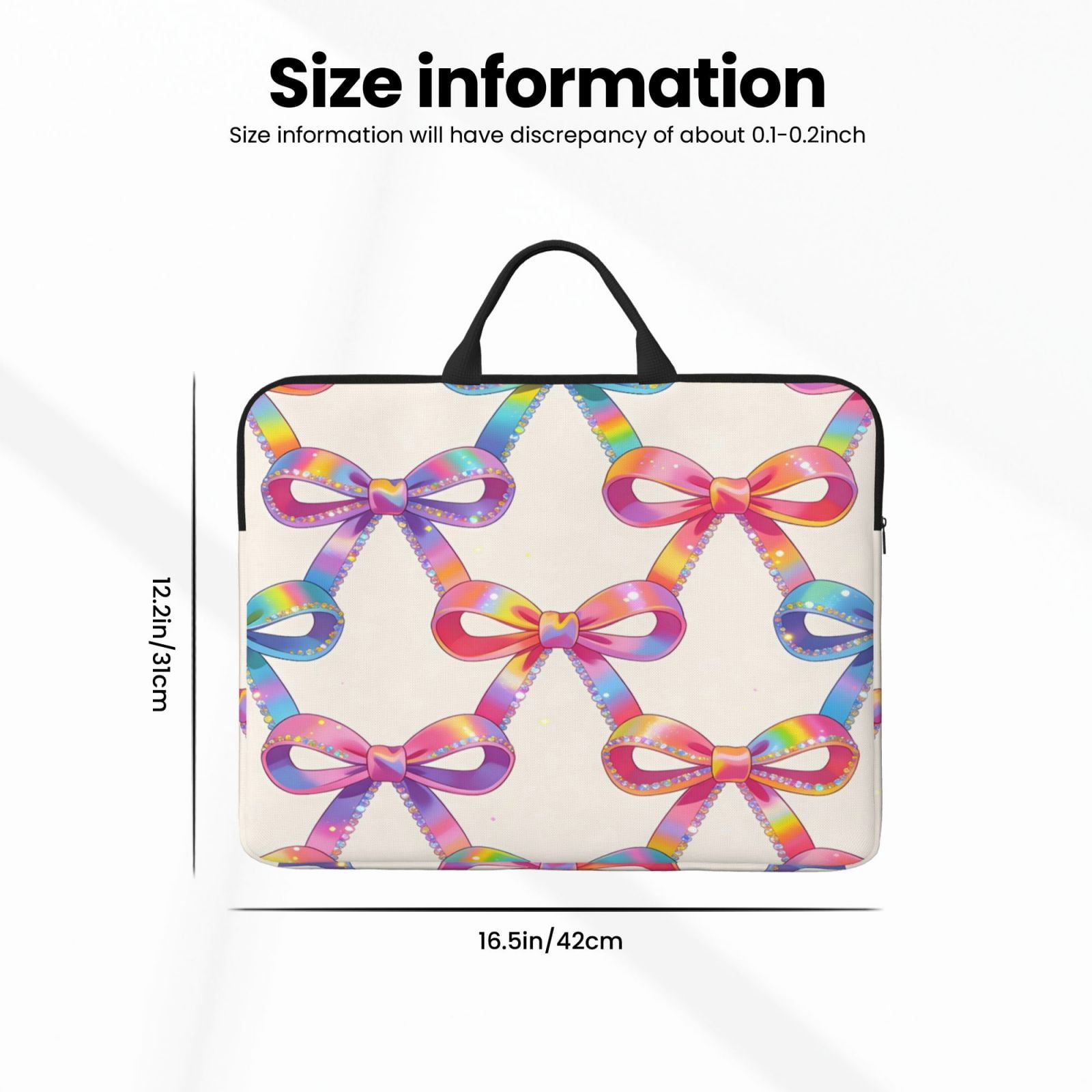 Laptop Sleeve Bag For Women Men 14inch Waterproof Durable Protective Computer Carrying Cover Handle Laptop Case Bag Shiny Bows