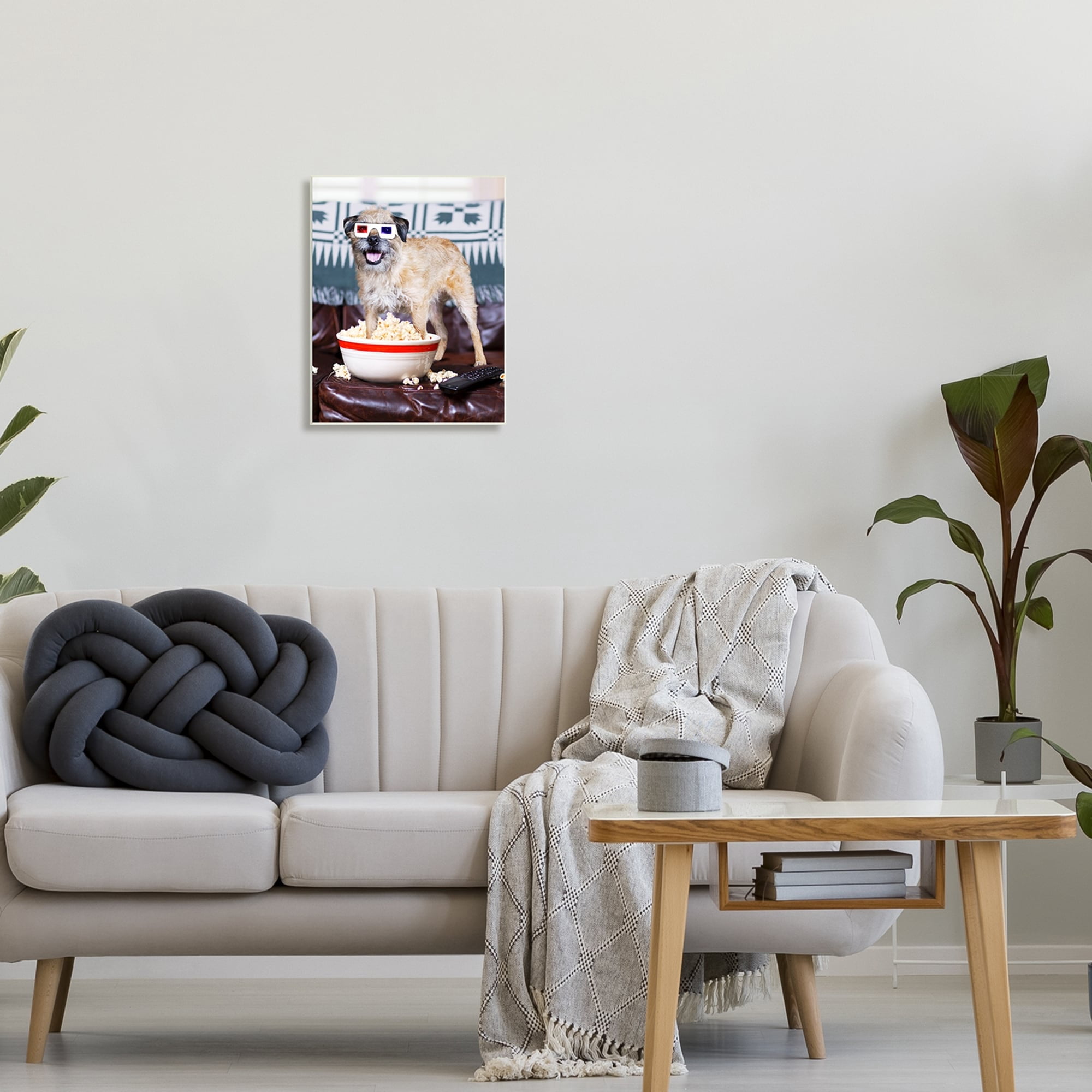 Stupell Industries Dog 3-D Movie Night Couch Snacking Popcorn Photograph Unframed Art Print Wall Art, Design by Michael Quackenbush