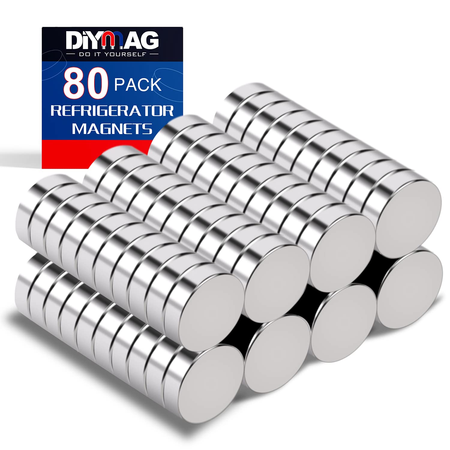 DIYMAG 80 Pack Small Round Neodymium for Fridge, Tiny
