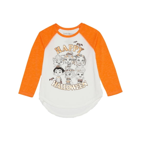Infant & Toddler Girls Super Monsters White Happy Halloween Baseball T-Shirt 12m