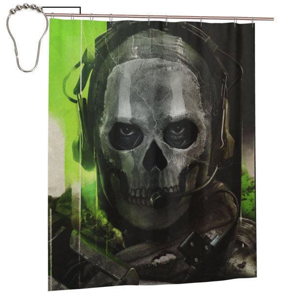 Cortina de ducha Call Of Duty Modern Warfare de 60 x 72 pulgadas, diseño impermeable y poliéster, secado rápido, dobladillo con peso, juego de cortinas de ducha de tamaño estándar para baño, lavable