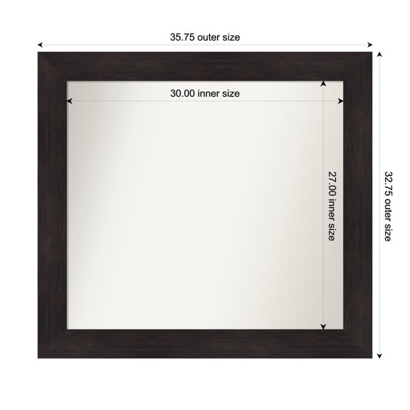 Amanti Art Custom Framed Wall and Bathroom Mirror (32.75 x 35.75 in.), Furniture Espresso Frame