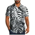 thumbnail image 1 of Mens Casual Manga Corta Botón Abajo Camisas Impresas Bolsillo Botón Turndown Cuello Top Blusa Camisa, 1 of 6