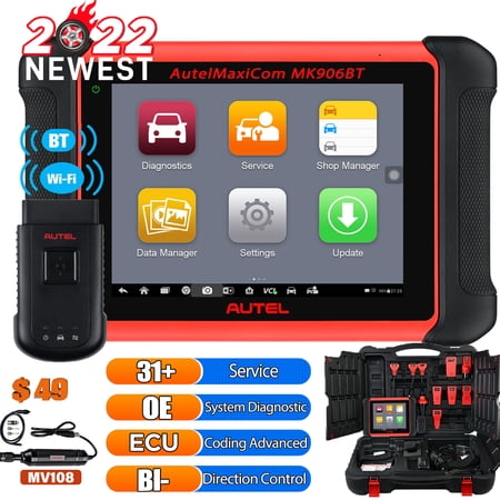 Autel Scanner MaxiCom MK906BT Auto Diagnostic Scan Tool, Bi-Directional Control, ECU Coding, Newer Model of MaxiSys MS906BT, MS906,Free MV108 Endoscope Camera