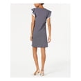 thumbnail image 2 of MAISON JULES Womens Navy Striped Jewel Neck Above The Knee Shift Dress M, 2 of 4