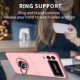 thumbnail image 4 of Compatible with Galaxy Z Flip 3 Case with Ring Grip Anti-Drop, Allytech Ultra Slim Matte PC All-Inclusive Protection Finger Ring Holder Car Mount Supported Stand Case for Samsung Z Flip3 2021, Pink, 4 of 9