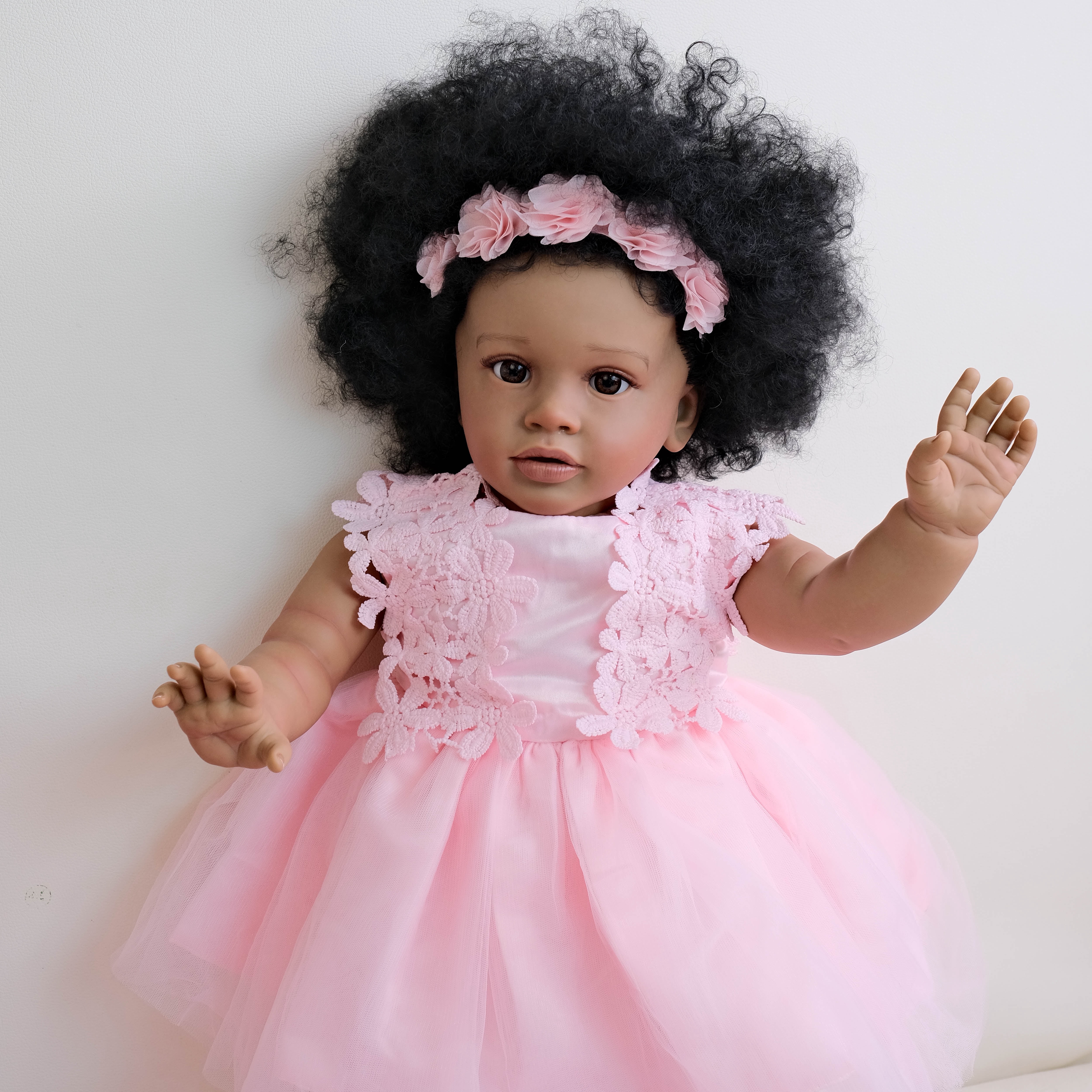 26" Reborn Baby Dolls Black Girl - African American Realistic Newborn Girl Doll, Lifelike Adorable Soft Body, Birthday Gift for Kids Age 3+