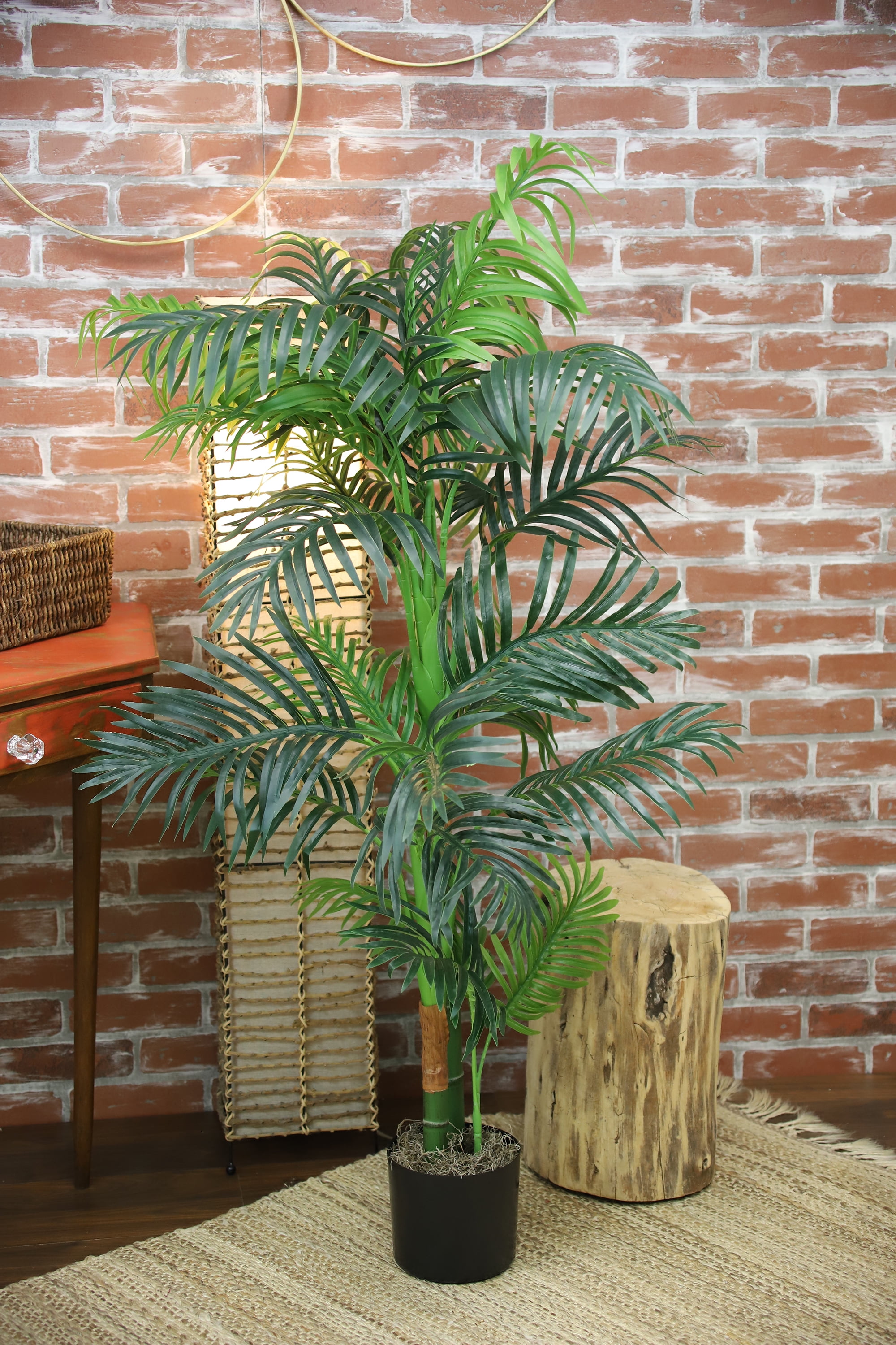 The Mod Greenhouse 60" Artificial Real Touch Areca Green Palm Tree in a Matte Black Grower's Pot