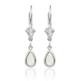 thumbnail image 3 of 14K Solid White Gold Opal Drop Dangle Earrings Pear Teardrop Gemstone October Birthstone Jewelry, 3 of 10