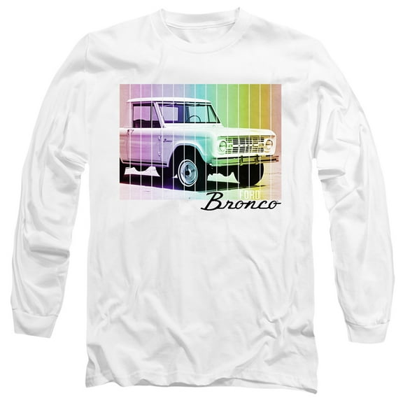 Ford Bronco Retro Rainbow Long Sleeve Adult 18/1 T-Shirt White