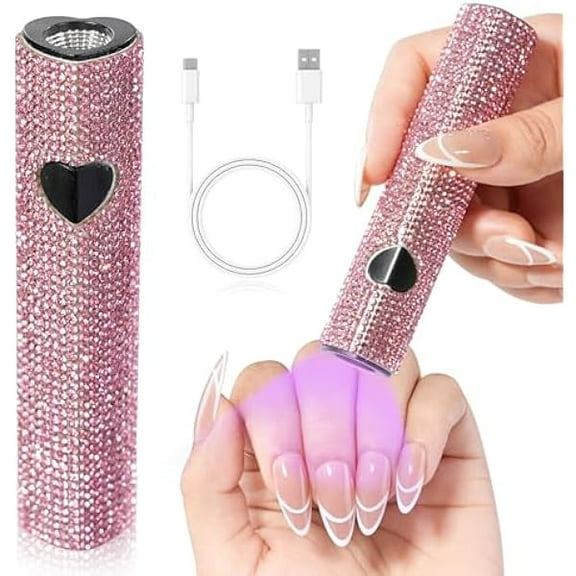 YJJSKEJI UV Light for Gel Nails, Handheld UV Nail Lamp, Portable LED Nail Lamp, Mini Nail Dryer, USB Nail Light for Fast Curing, Pink