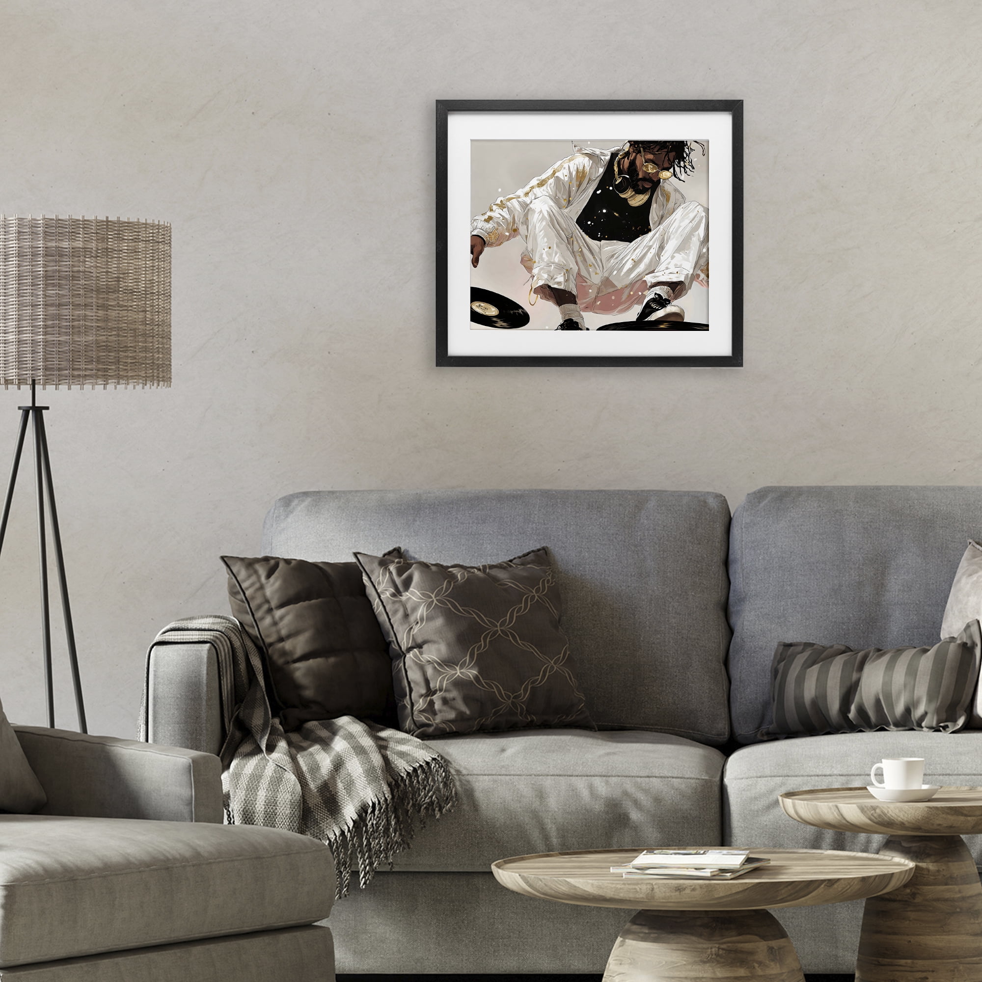 Stupell Industries Record Dance Stylish DJ Black Framed Print Under Glass, design by Franklyn Gregory