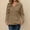 Khaki, variant on Hoodies for Women Long Sleeve Shirts Button up Casual Sweatshirts Drawing Hooded Top with Pocket