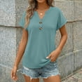 thumbnail image 6 of SUNBS Shirts for Women Short Sleeve Blouses V Neck Henley Dressy Casual Pullover Summer Tops Spring Fashion Trendy Cute Cloths, 6 of 10