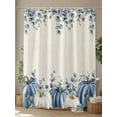 thumbnail image 4 of Farmhouse Thanksgiving Fall Shower Curtain, Blue White Pumpkins Leaves Bathroom Decor Curtains Set with Hooks, Waterproof Fabric Home Accessories， 72X 96 Inch Extra Long, 4 of 6