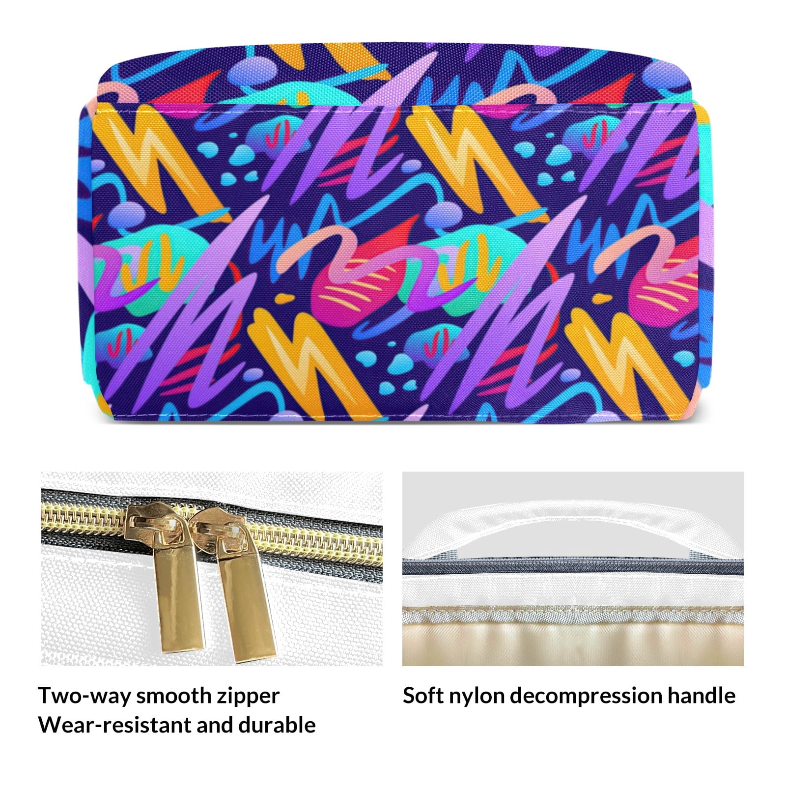 Abstract Geometric Pattern Diaper Bag Backpack – Large Capacity, Insulated Baby Bottle Pocket, Multifunctional Mommy Bag for Boys & Girls