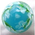 thumbnail image 4 of Big Game Toys~22mm (7/8") Hibiscus Hand Made Art Glass Marble Turquoise/Blue/White Flower, 4 of 5