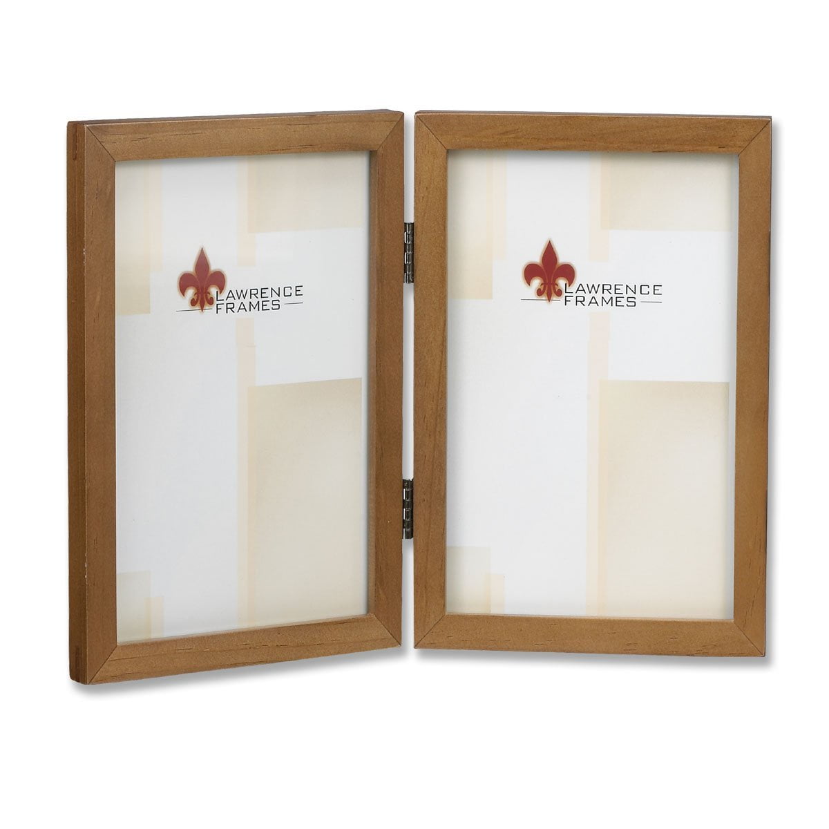 4 by 6-Inch Lawrence Frames 766046D Nutmeg Wood Hinged Double Picture Frame 