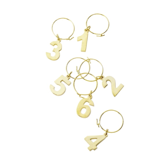 Viski Gold Plated Wine Charms, Drink Markers for Stemmed Glasses, Set of 6