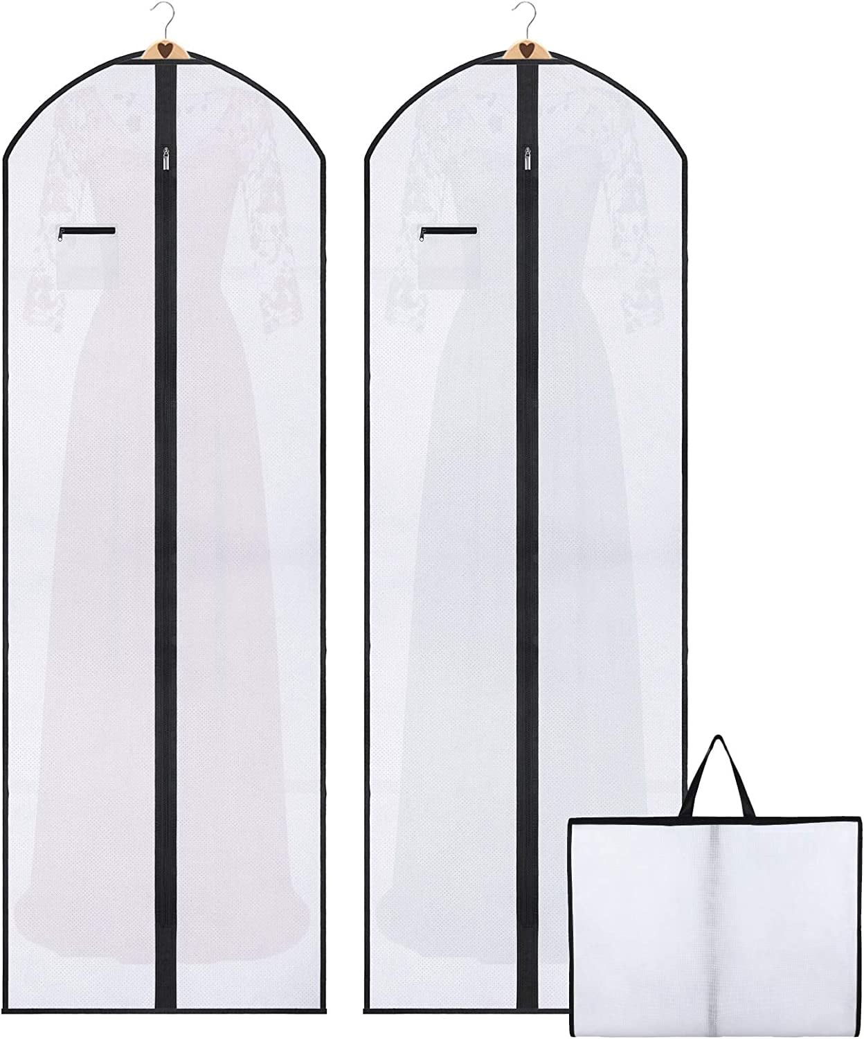 PWSAP 2 Pack Wedding Evening Dress Garment Bags, 71inch Protector