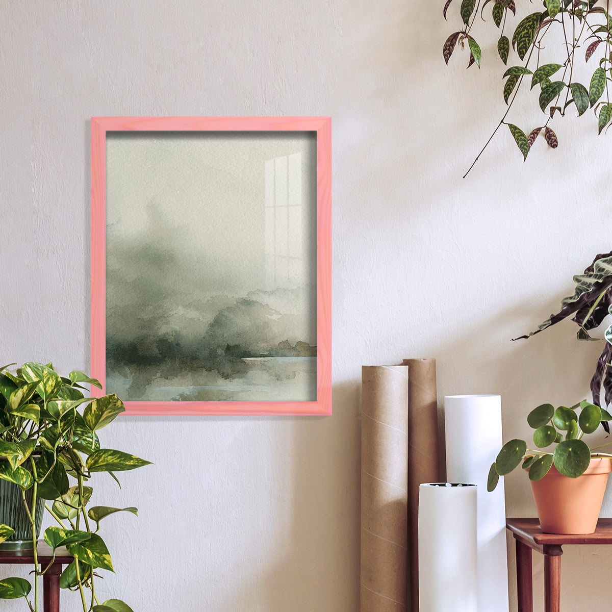 Heavy Fog I - Framed Print w/glass - Sunset Pink