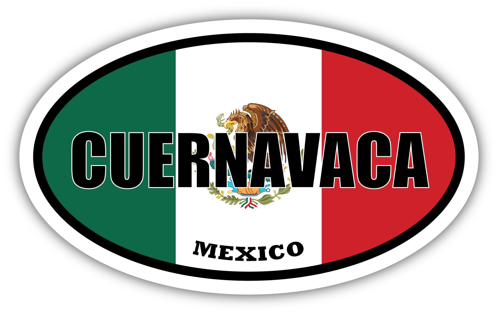 Cuernavaca Mexico Flag Oval Decal Vinyl Bumper Sticker 3x5 inches -  