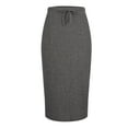 thumbnail image 4 of Womens Skirt Plus Size Solid Color Elastic Waist Tie Midi Skirt Casual Skirt Dark Gray XL, 4 of 6