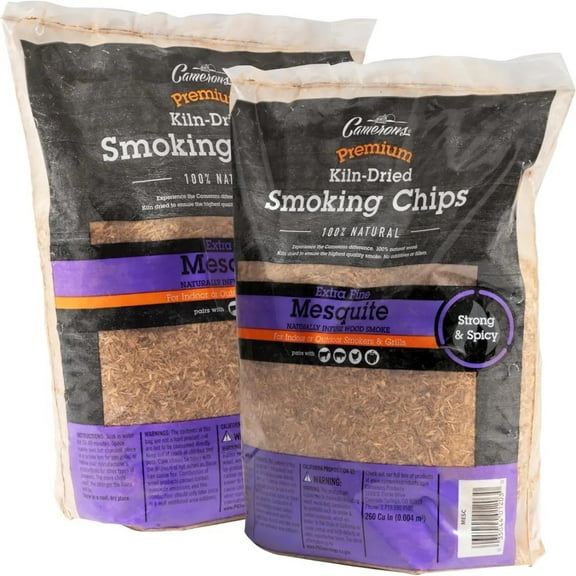 Camerons Products Smoking Chips - (Mesquite) - Kiln Dried, 4 Pound Bag, 260 cu. in. - Barbecue Chips, Natural Extra Fine Wood Smoker Sawdust Shavings