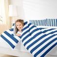thumbnail image 4 of Feelyou Blue Abstract Teens Bedding Comforter Set, Modern Geometric Lines Twin Comforter Sets, Farmhouse Ticking Stripes Reversible Bedding Set, Luxury Bedroom Decor, 2pcs, 4 of 8