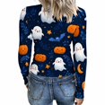 thumbnail image 4 of Akmaiox Halloween Long Sleeve Shirt for Women, Printed Crew Neck Slim Fitted Pullover Going Out Tops, Soft Knitted Holiday Base Layer Blouses, 4 of 6