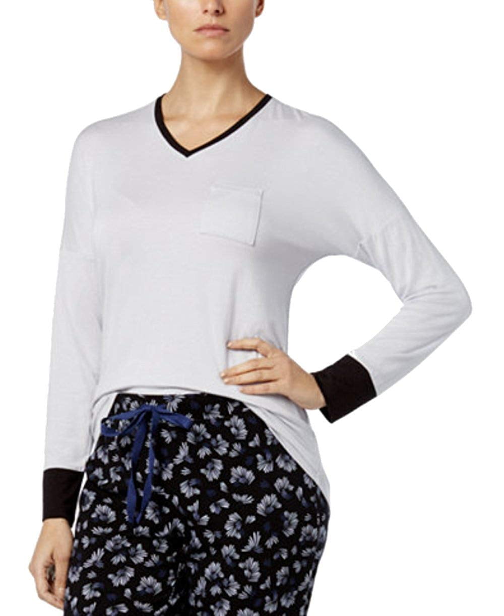 Alfani Women's V-Neck Sleepwear Pajama Top City Silver Size Large