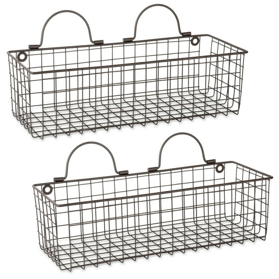 DII Farmhouse Vintage Décor, Wire Wall Basket, Medium, Bronze, 2 Piece