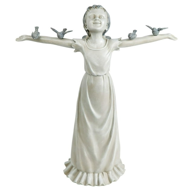 Design Toscano Se Prélassant dans la Gloire de Dieu Petite Fille Statue de Jardin Extérieure, Grande, 75 cm, Polyrésine, Pierre Bicolore