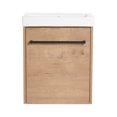 thumbnail image 5 of Tcbosik Floating Vanity Sink Combo, 18" Wall Mounted Vanity Cabinet with Towel Hanger & Soft Close Door for Small Space Bathroom Washroom, Light Oak, 5 of 10