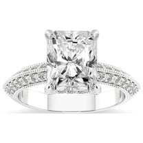 Radiant Shape 1 Carat IGI Certified Lab Grown Diamond Ring | 14K White Gold | Dua Side Stone Knife Edge Lab Diamond Ring | FG-VS1-VS2 Quality Friendly Diamonds