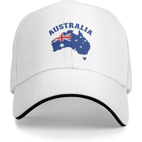 Australian-Gift-Australia-Flag-Map Gifts Cowboy Hat Flat Bill Hats Snapback Hat Brim Baseball Cap for Men Adjustable