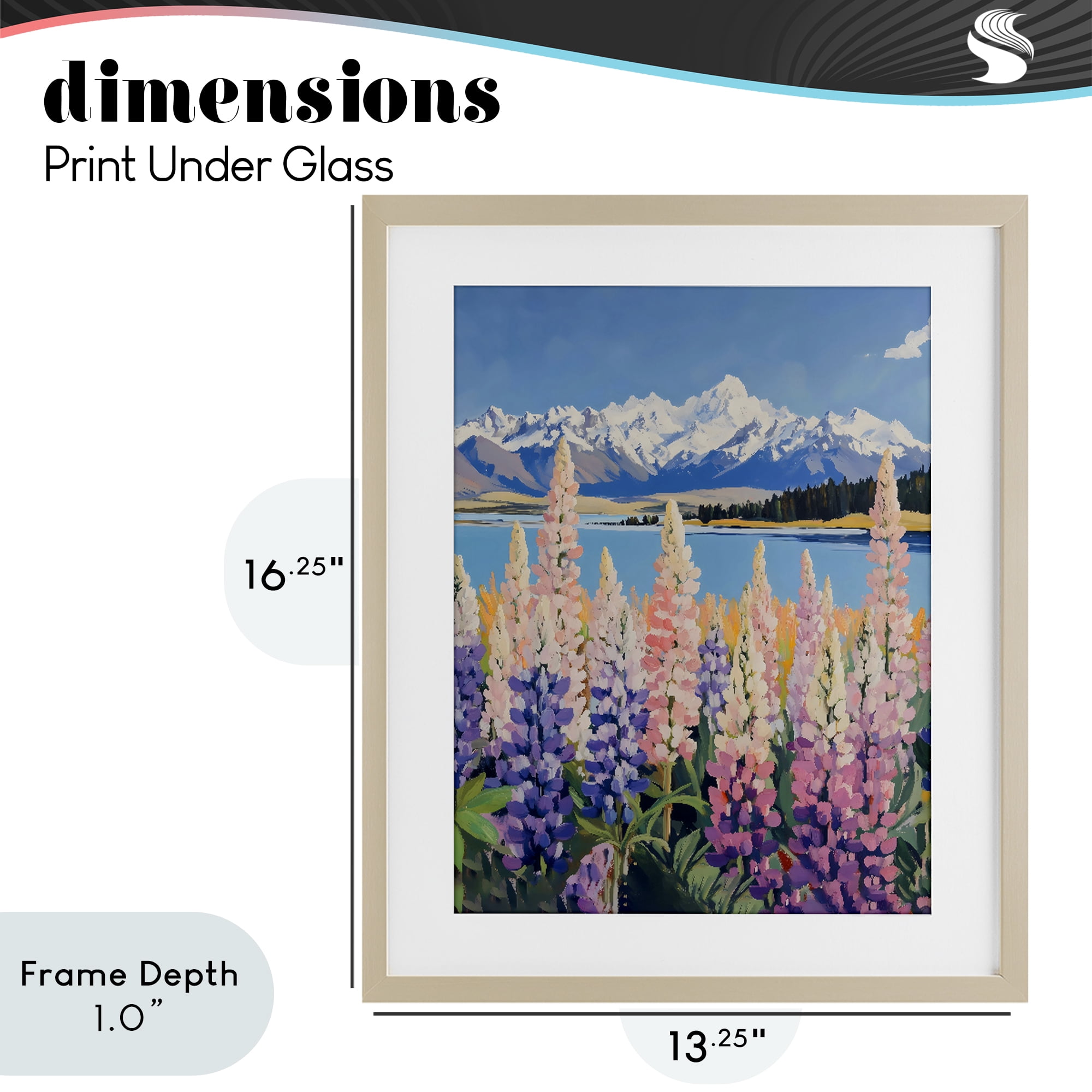 Stupell Industries Mountains & Wildflowers by Lake Birch Framed Print Under Glass, design by The Prints Vibe