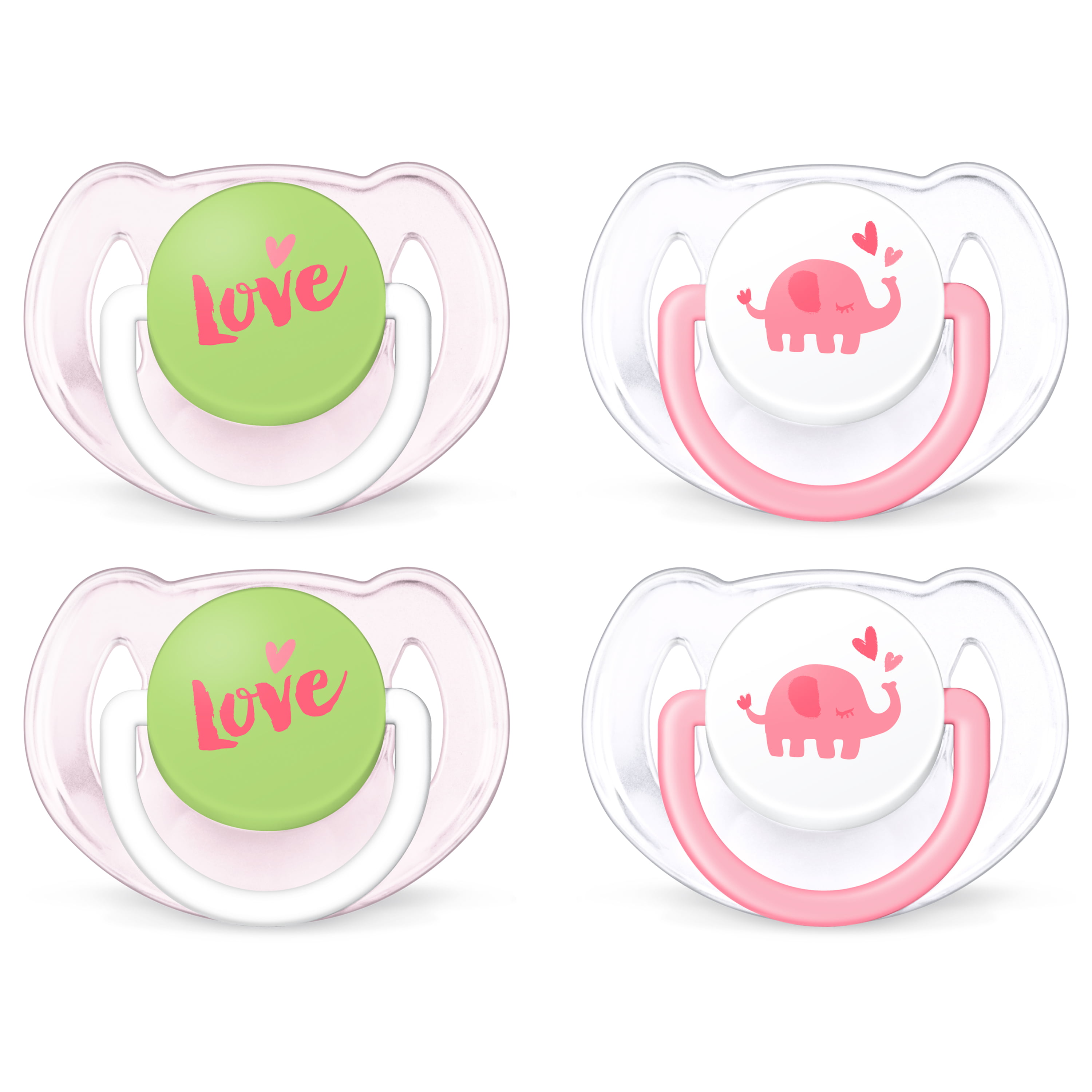 6-18m Pink/Red SCF182/24 Philips Avent Animal Soft Silicone Pacifier w/ Cover 